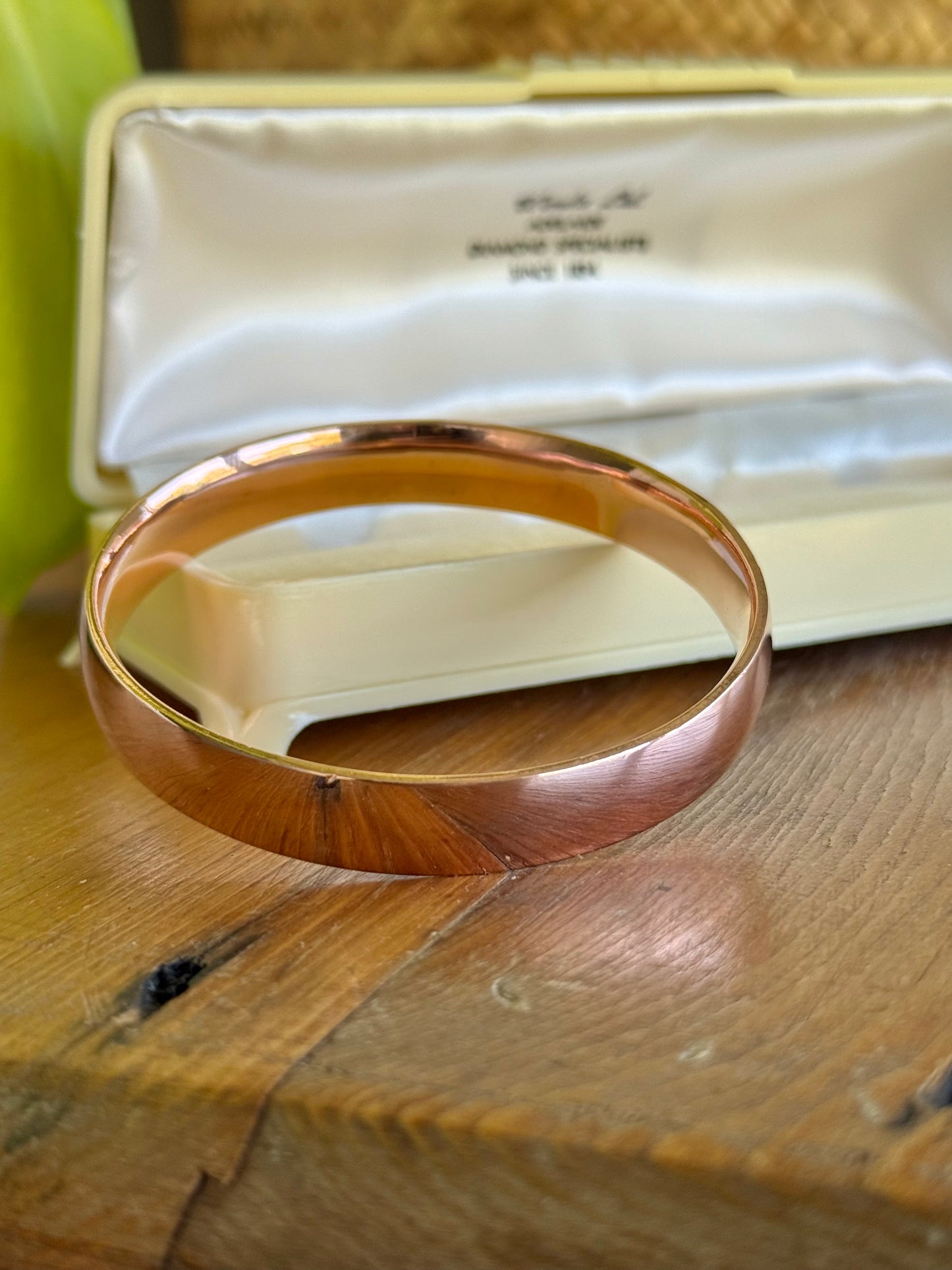 Vintage 9ct Rose Gold Silver-Filled Bangle – Bold 10mm Wide Design