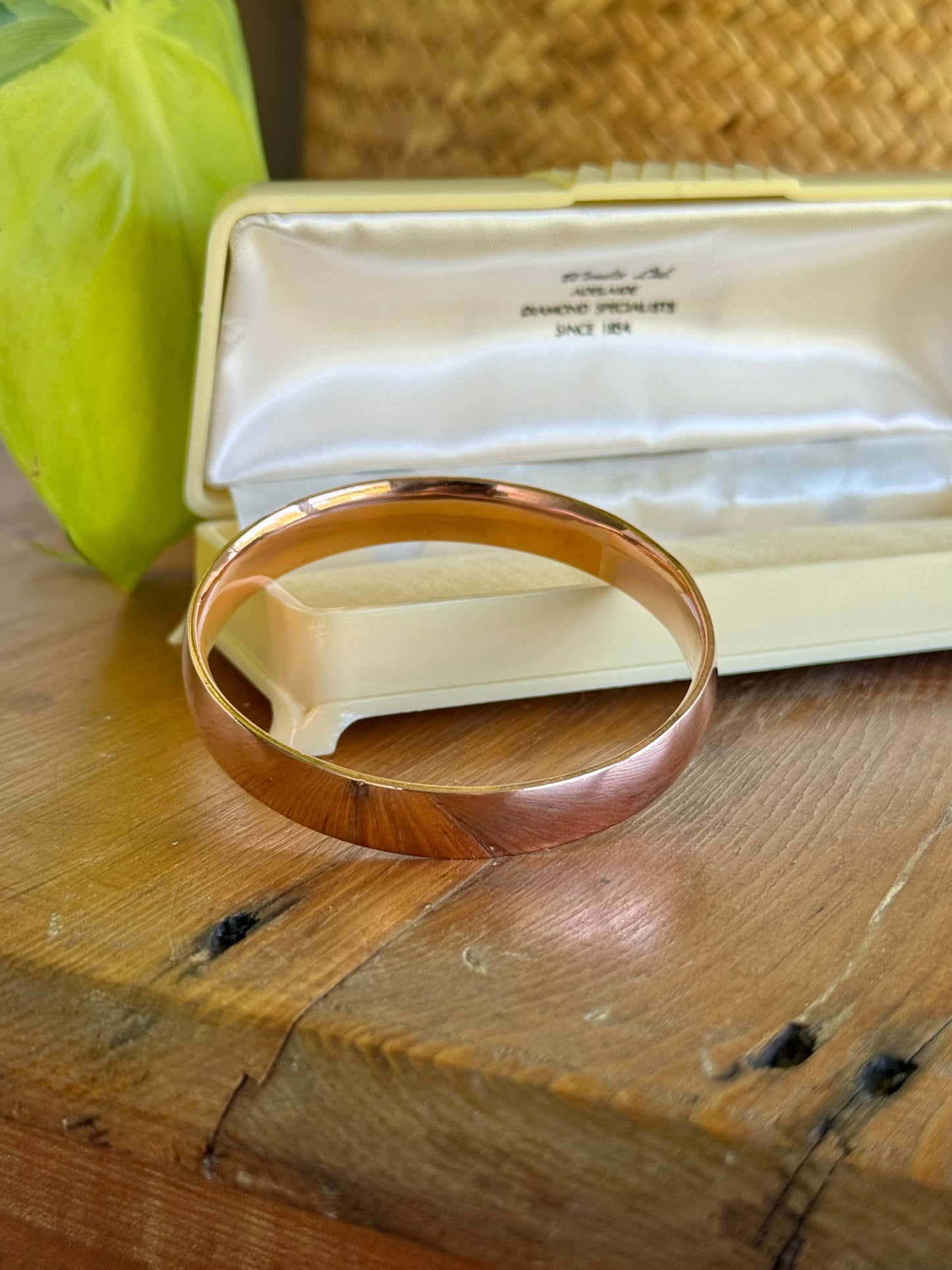 Vintage 9ct Rose Gold Silver-Filled Bangle – Bold 10mm Wide Design