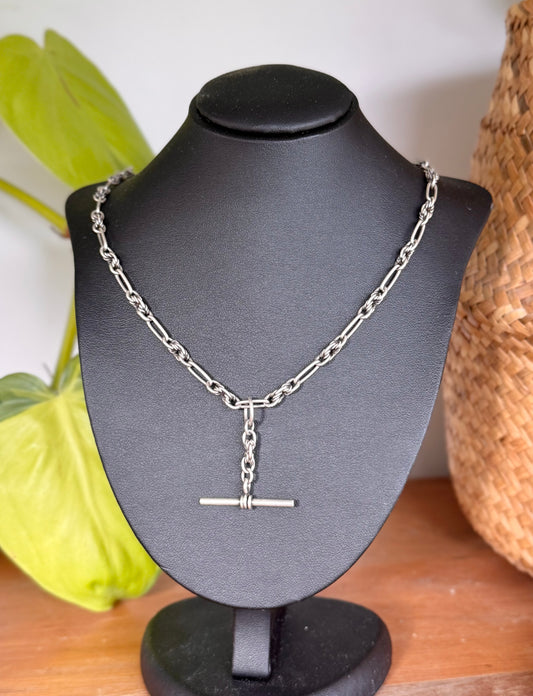 Vintage Sterling Silver Fancy Link Fob Chain – 52cm