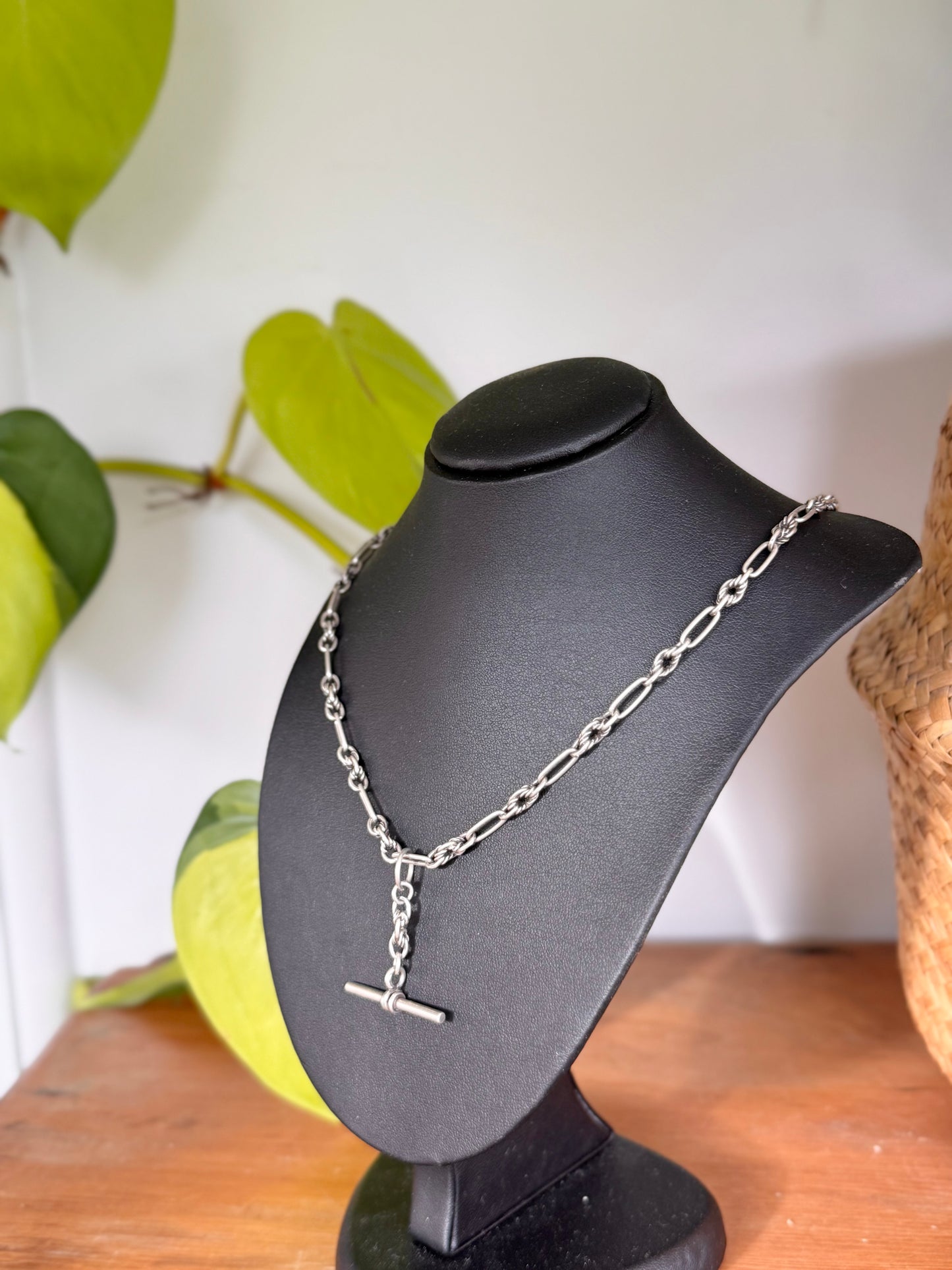 Vintage Sterling Silver Fancy Link Fob Chain – 52cm