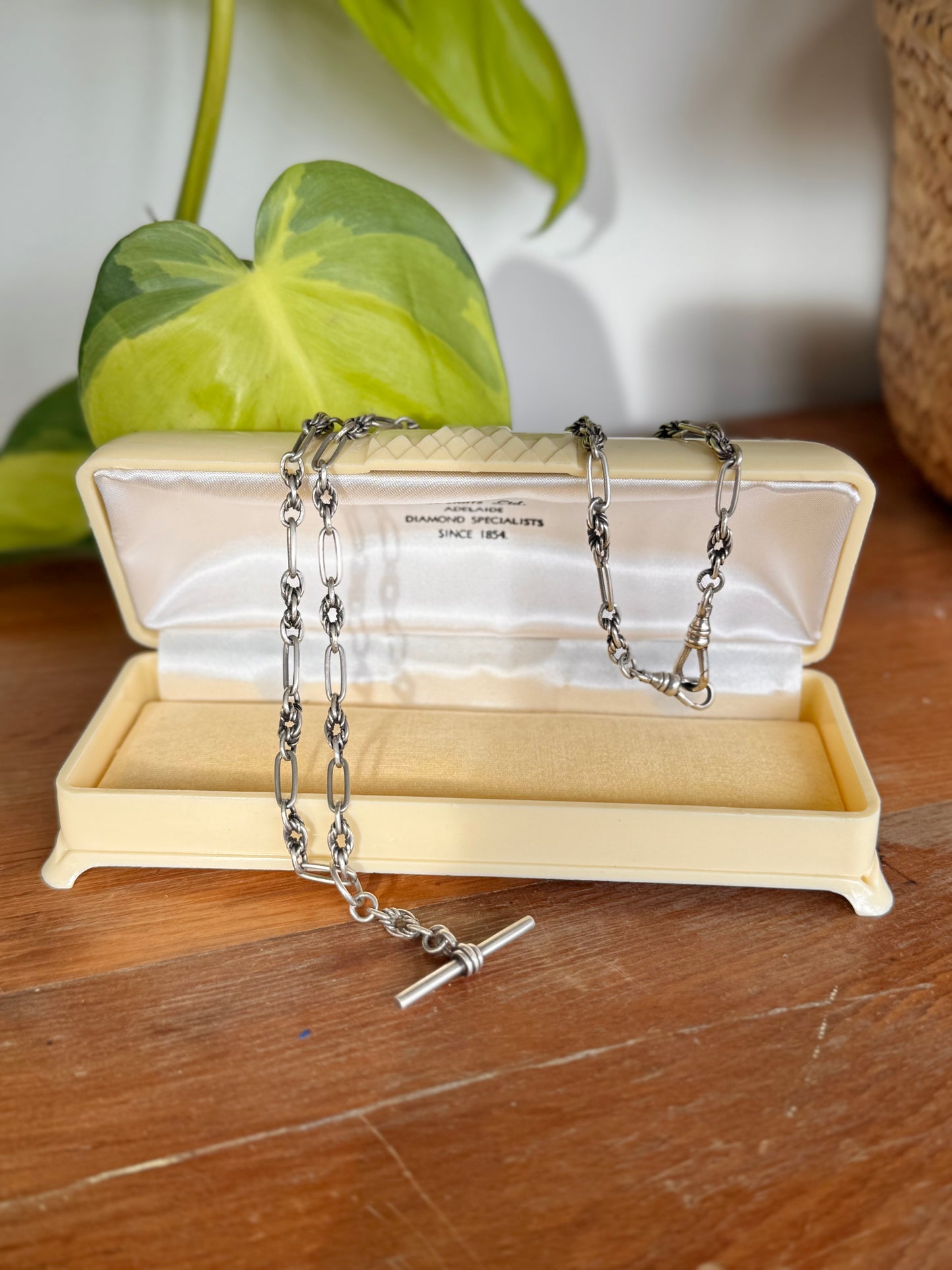 Vintage Sterling Silver Fancy Link Fob Chain – 52cm