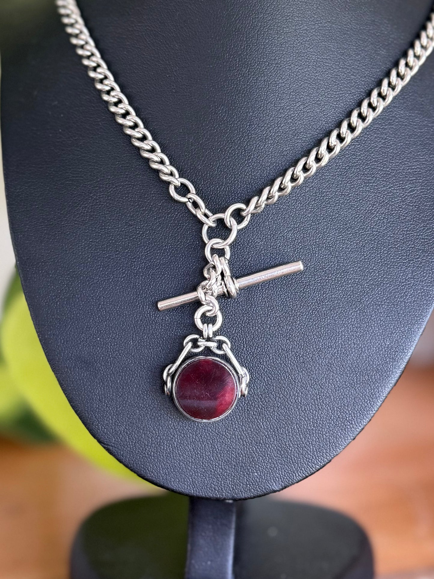 Antique Sterling Silver Double-Sided Spinner Fob – Bloodstone & Carnelian