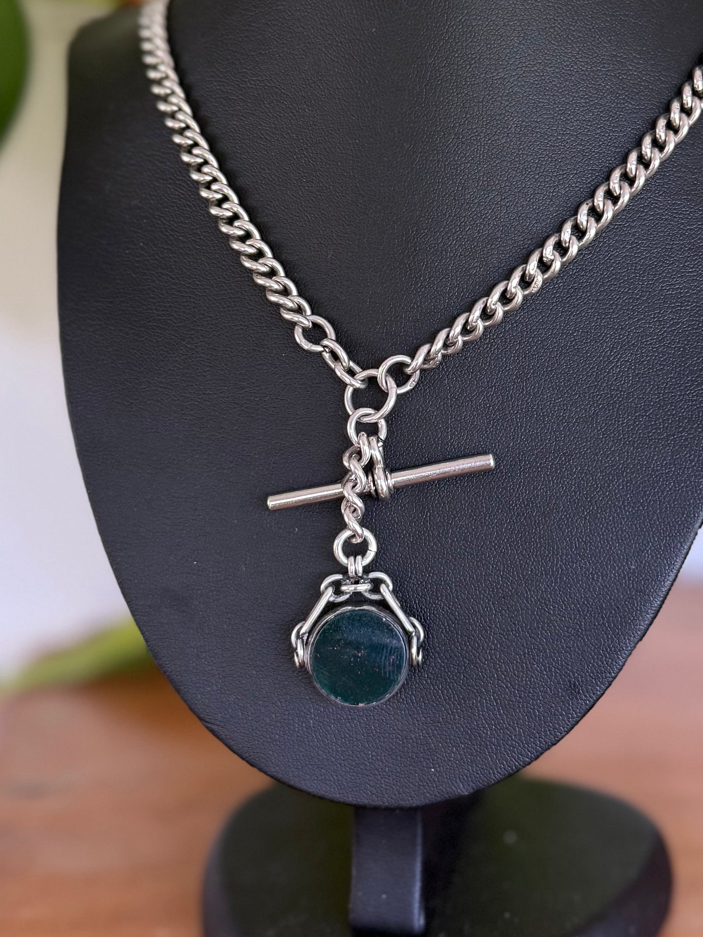 Antique Sterling Silver Double-Sided Spinner Fob – Bloodstone & Carnelian