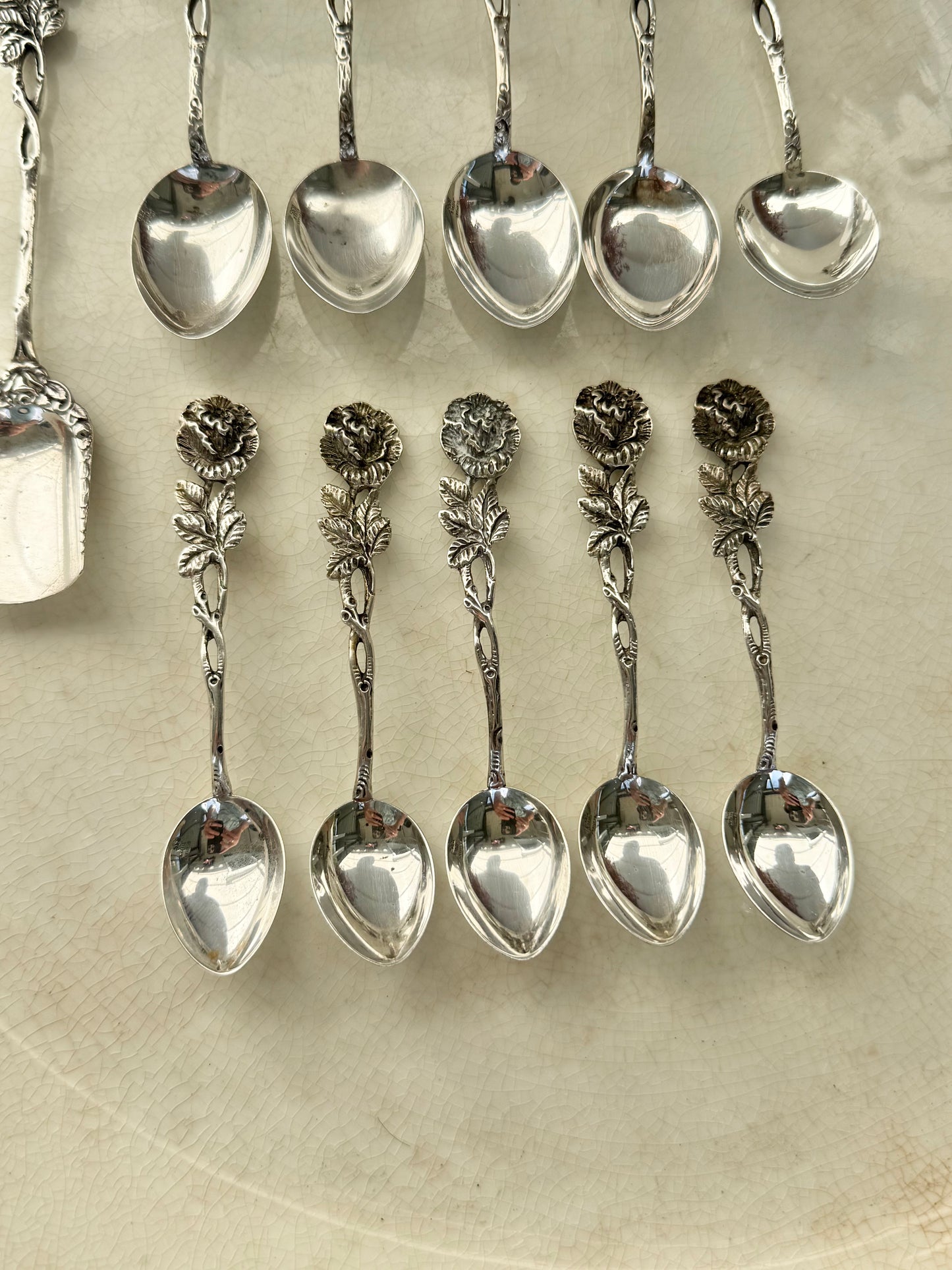 Hildesheim Rose 835 Silver Spoon Set – 11-Piece German Demitasse, Teaspoon & Sugar Spoon Set