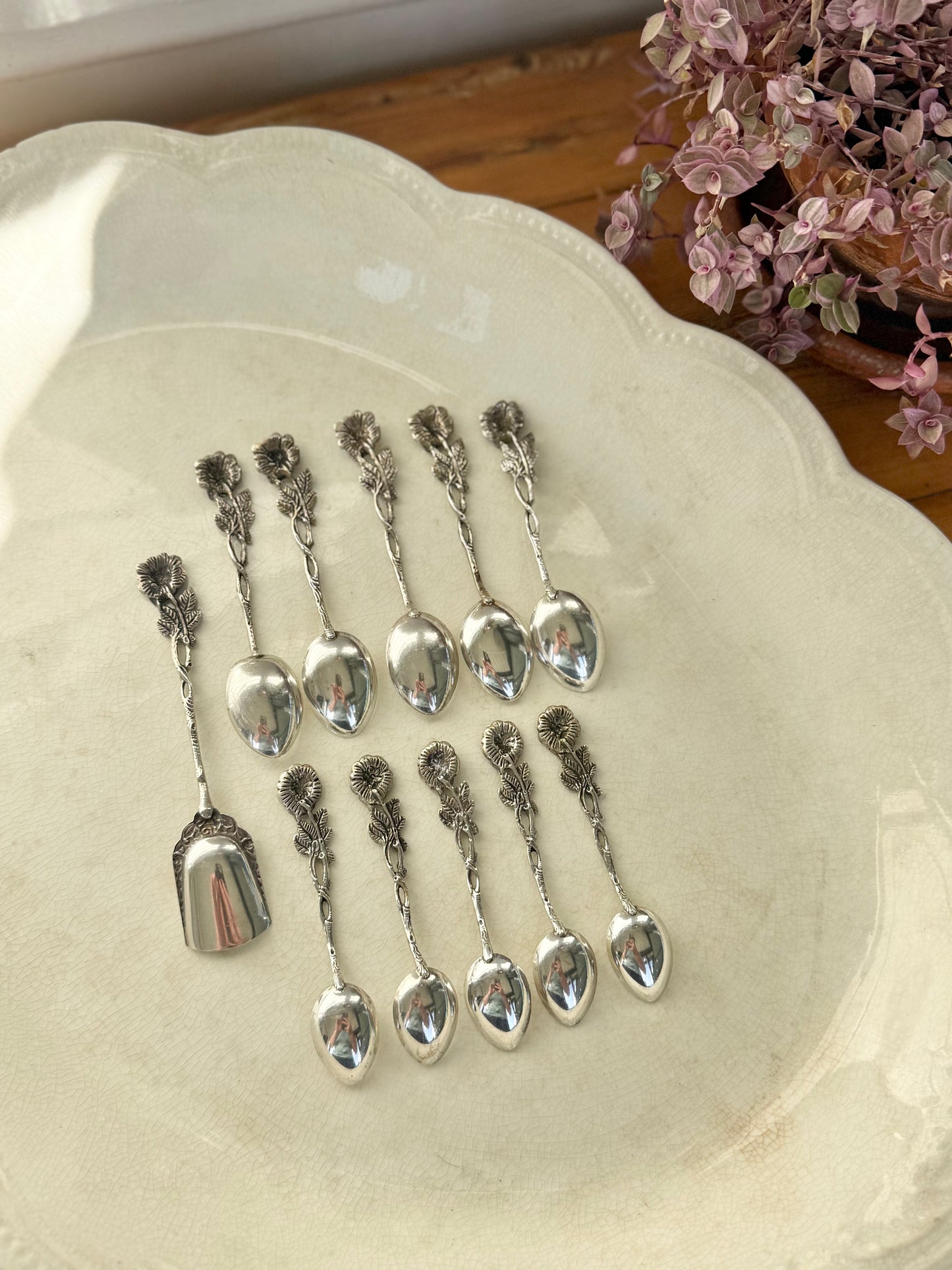 Hildesheim Rose 835 Silver Spoon Set – 11-Piece German Demitasse, Teaspoon & Sugar Spoon Set