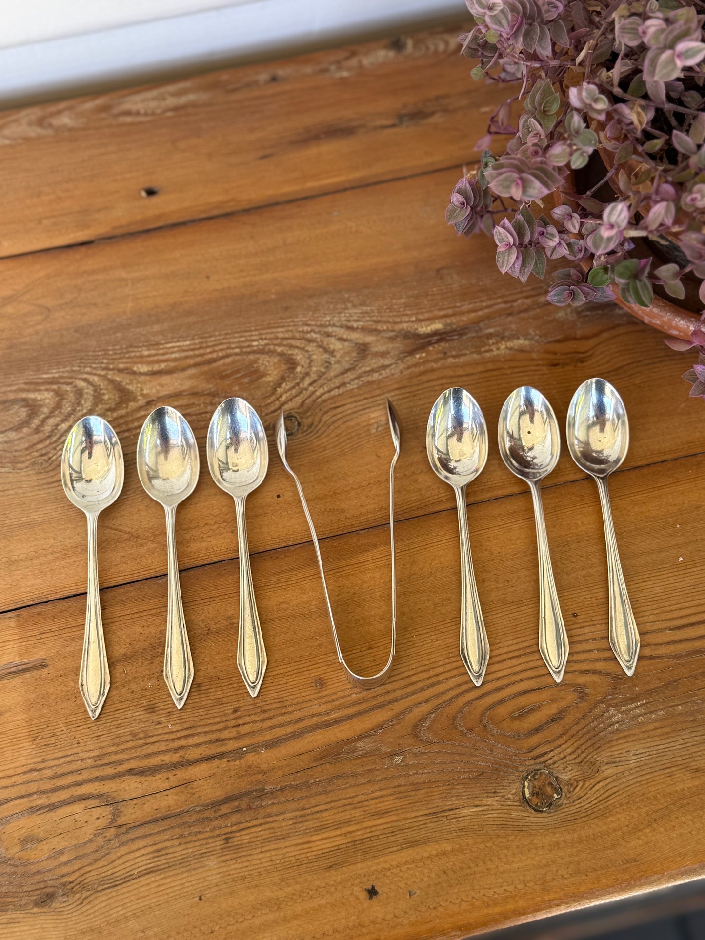 1937 Arthur Price Sterling Silver Teaspoon Set & Sugar Tongs – Birmingham Hallmarked