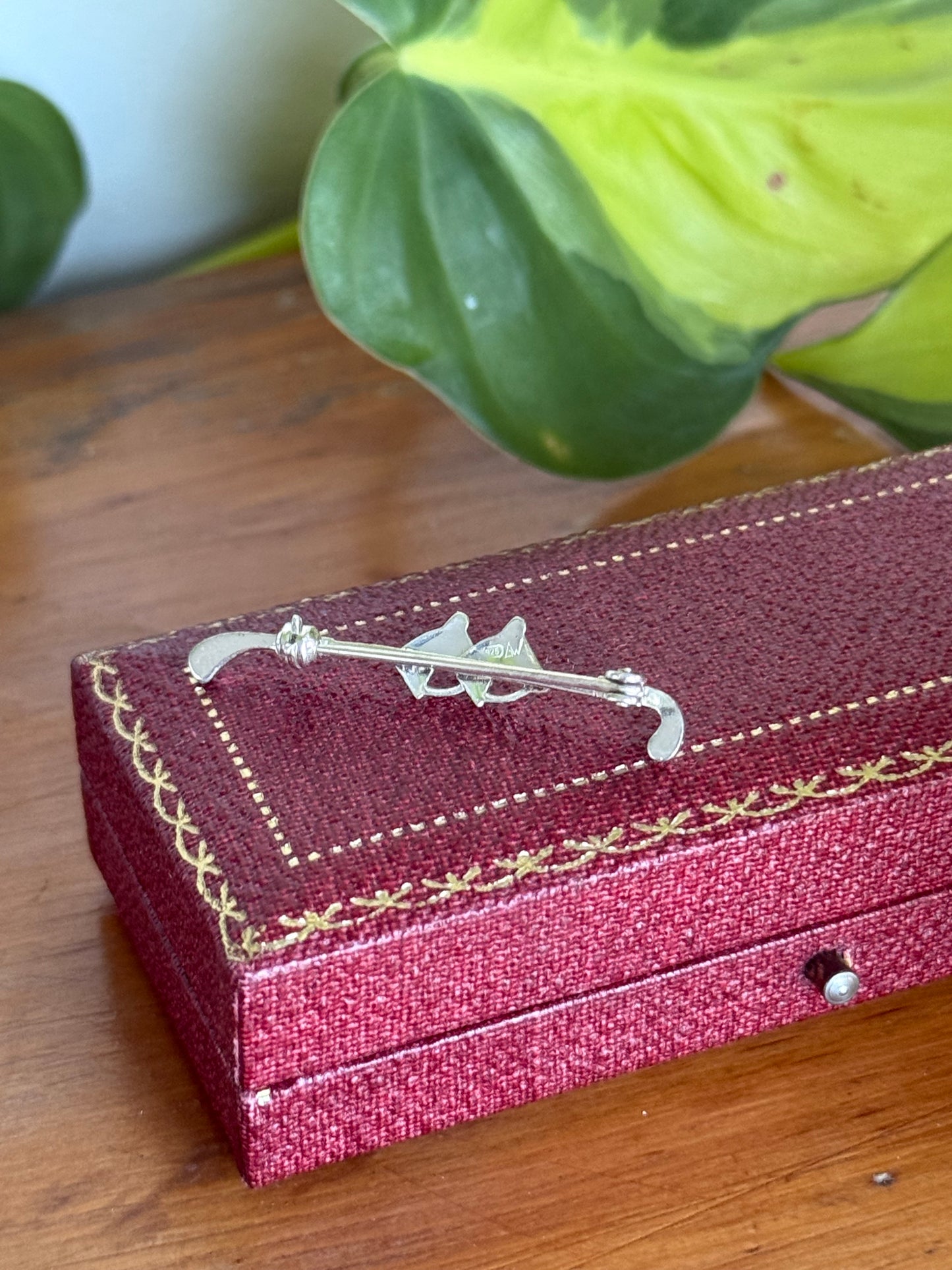 Vintage Sterling Silver Double Horse Head & Whip Brooch