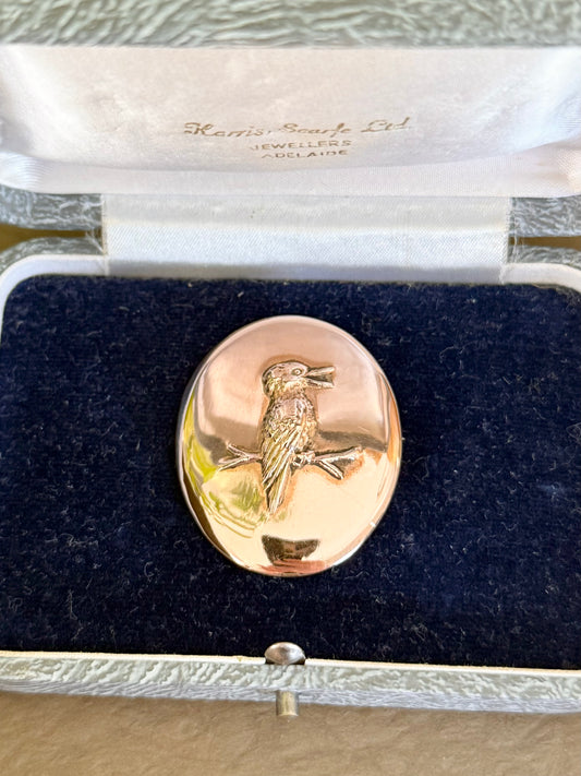 Antique Australian Kookaburra Brooch | 9ct Gold & Silver Lined | c.1900