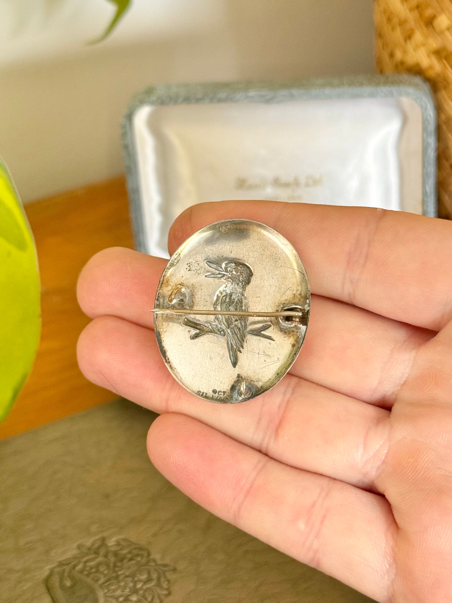 Antique Australian Kookaburra Brooch | 9ct Gold & Silver Lined | c.1900