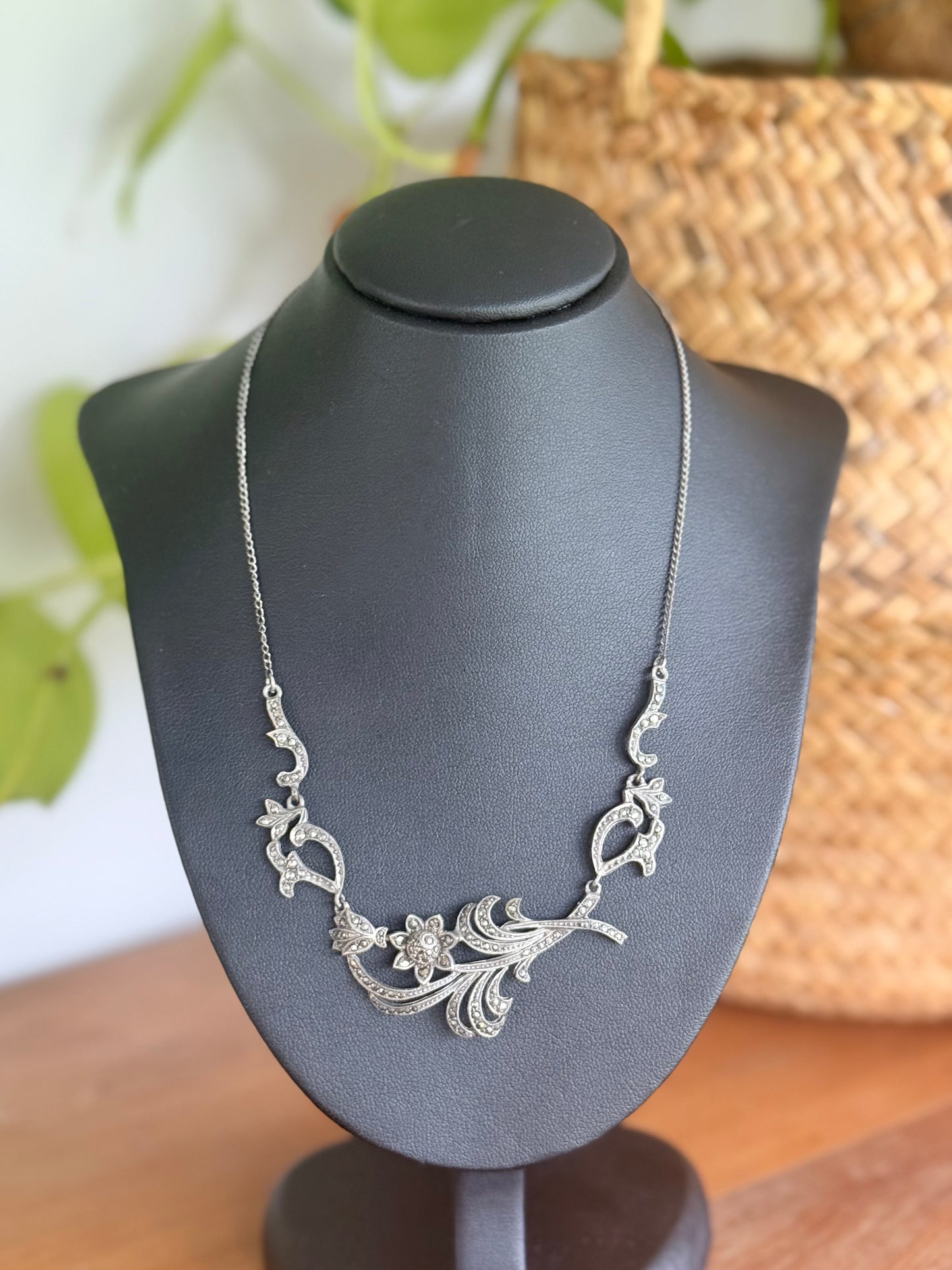 Marcasite Floral Necklace