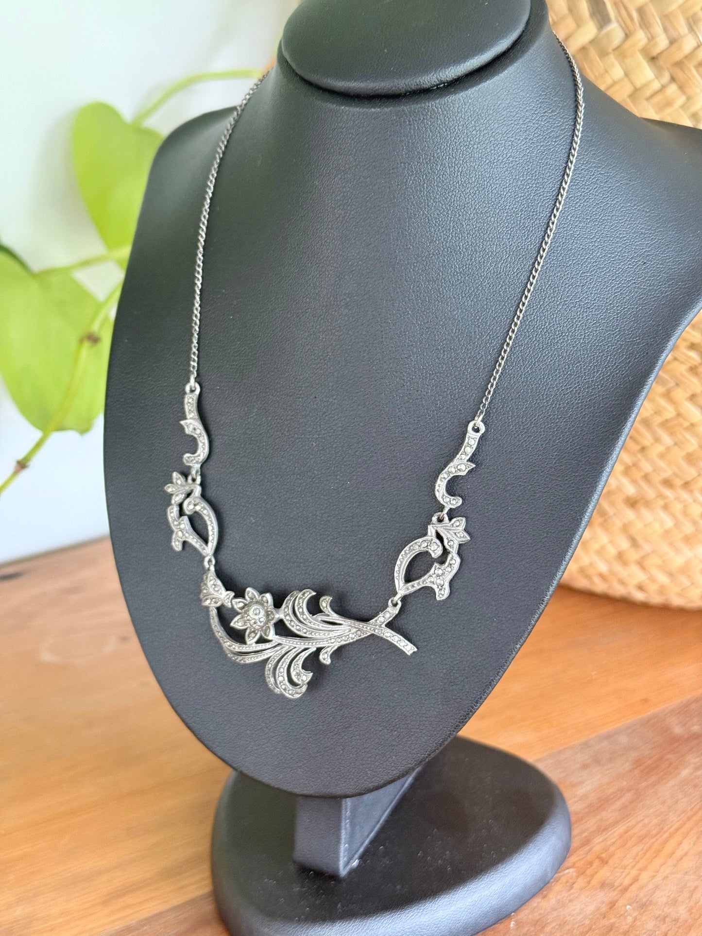 Marcasite Floral Necklace