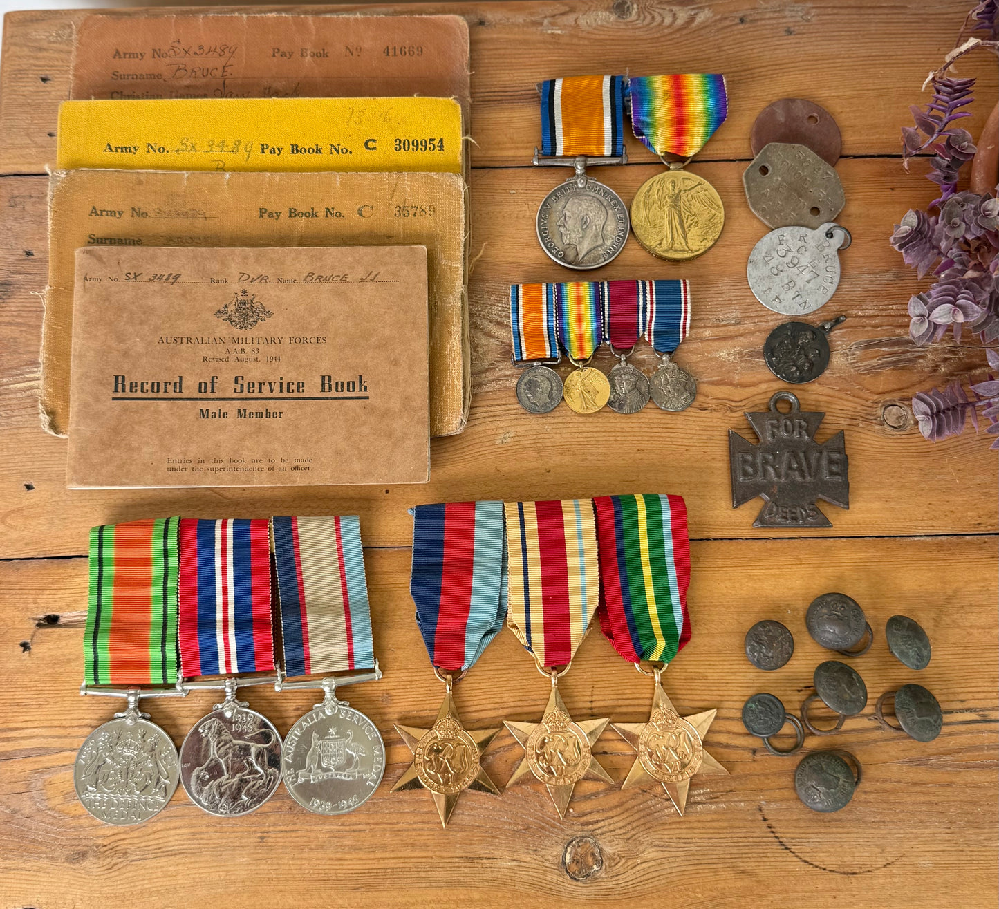 Australian WWI & WWII Father and Son Military Medal Group – Bruce Family